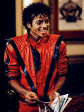 Michael Jackson Thrill Red and Black Lambskin Cosplay Leather Jacket for Men - MNCLeather